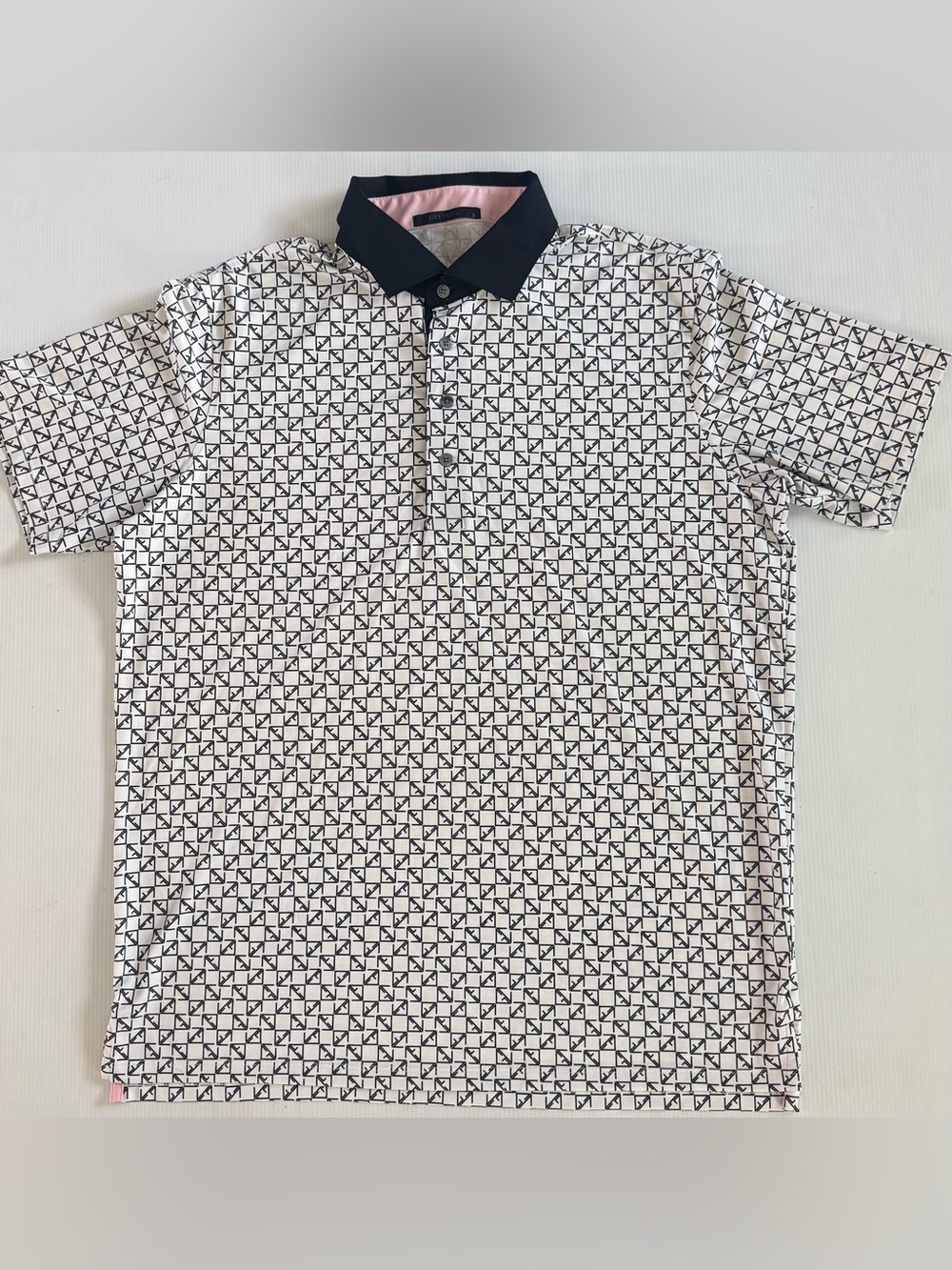 Greyson Polo Shirt Mens Large White Geometric Wolf  Performance Golf Logo